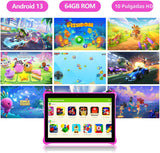 PRITOM Tablet de 10 pulgadas para niños Android 13, tableta con cor...