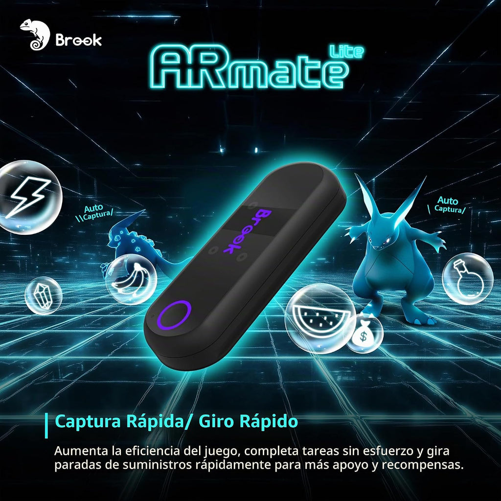Brook AR Mate Lite - Atrapasador automático para Pokémon GO, mini dispositivo Bluetooth de captura automática y giro automático, andador GPS inteligente para juegos AR, accesorio portátil de captura