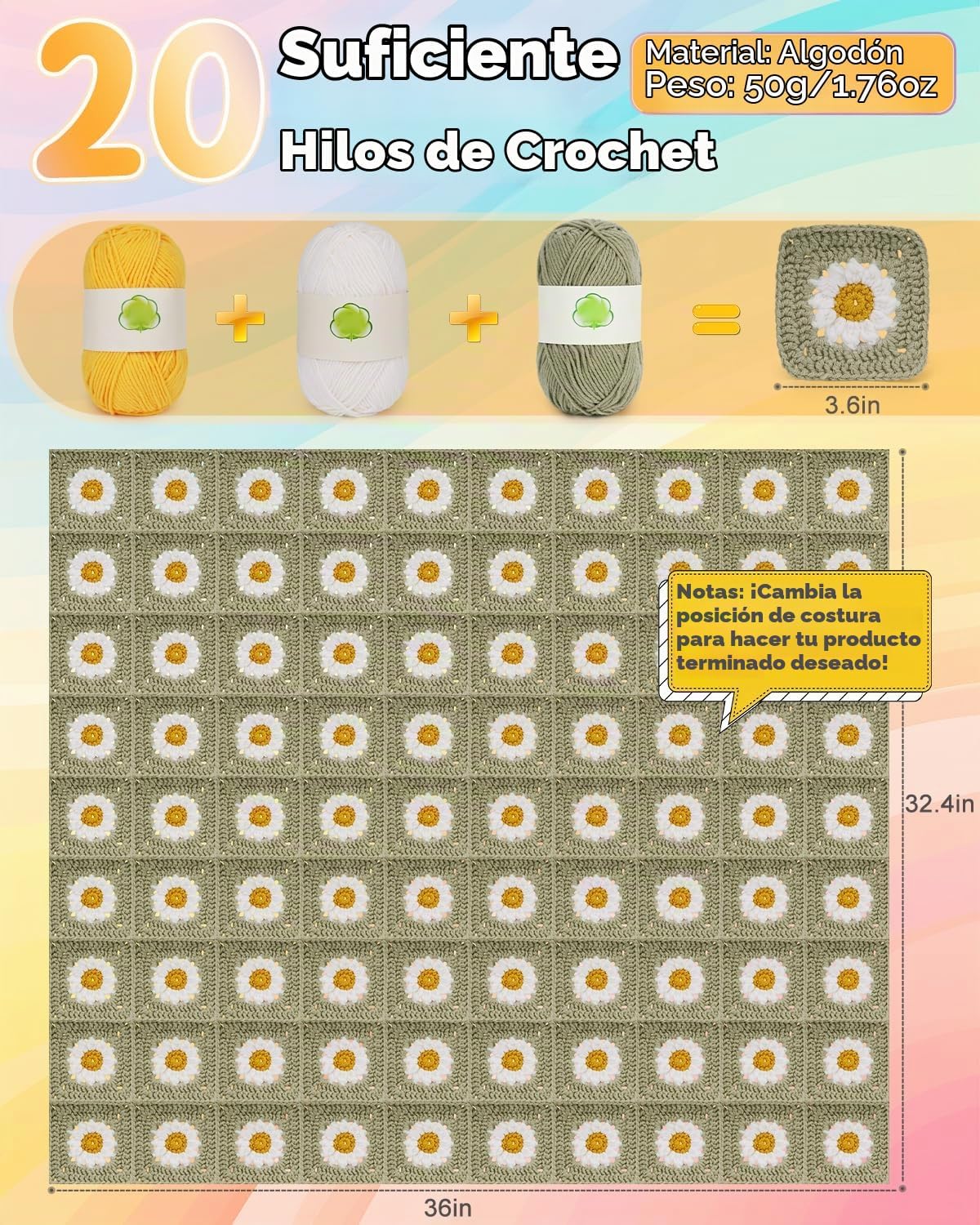 Coopay Kit de ganchillo para principiantes, kit de manta de ganchillo