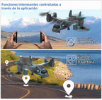 Helicóptero de control remoto, LM19 Ospery Helicóptero militar RC con cámara en vivo para fanáticos militares, modo de vuelo y deslizamiento terrestre, helicóptero de control remoto para adultos mayores de 14 años