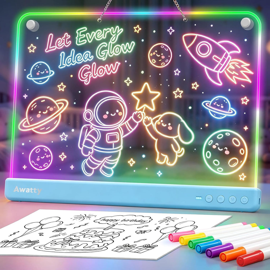 Tablero de Dibujo LED 16'' , Juguetes Regalos para Niños Niñas (Azul)
