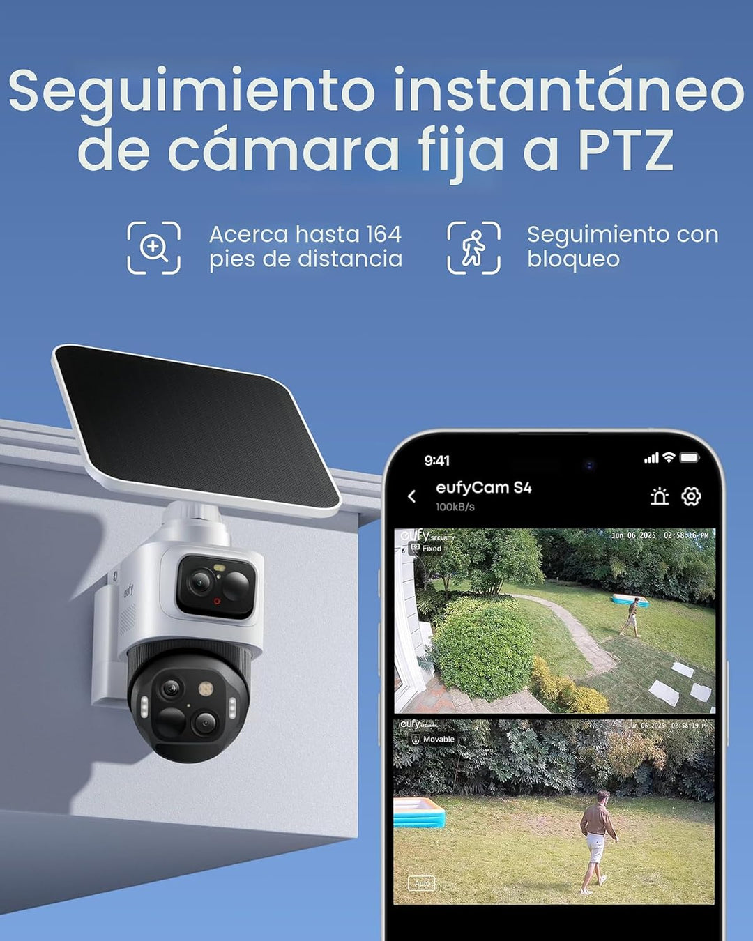 eufy Security eufyCam S4, Cámara de seguridad solar inalámbrica par...