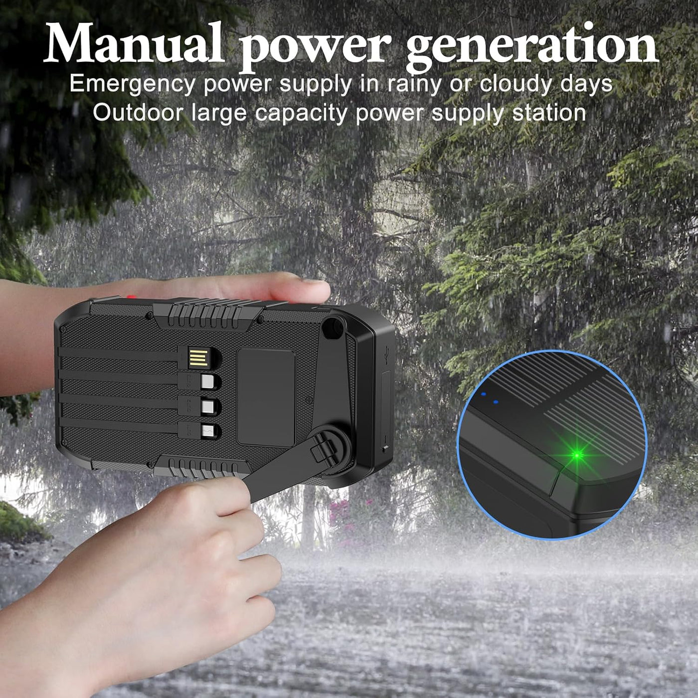 kigoker Banco de energía solar de 66800 mAh con manivela de mano in...