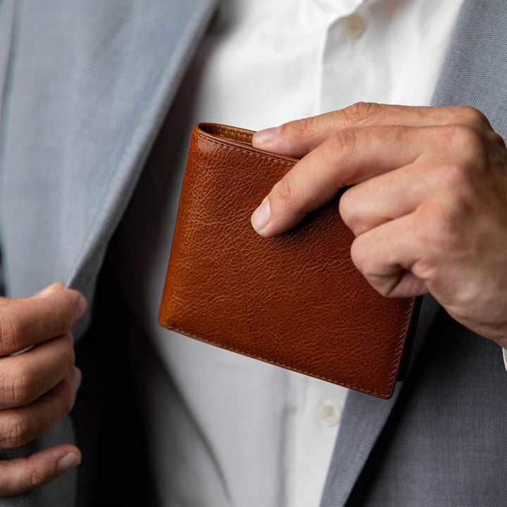 Time Resistance Cartera de cuero para hombre - Billetera italiana p...