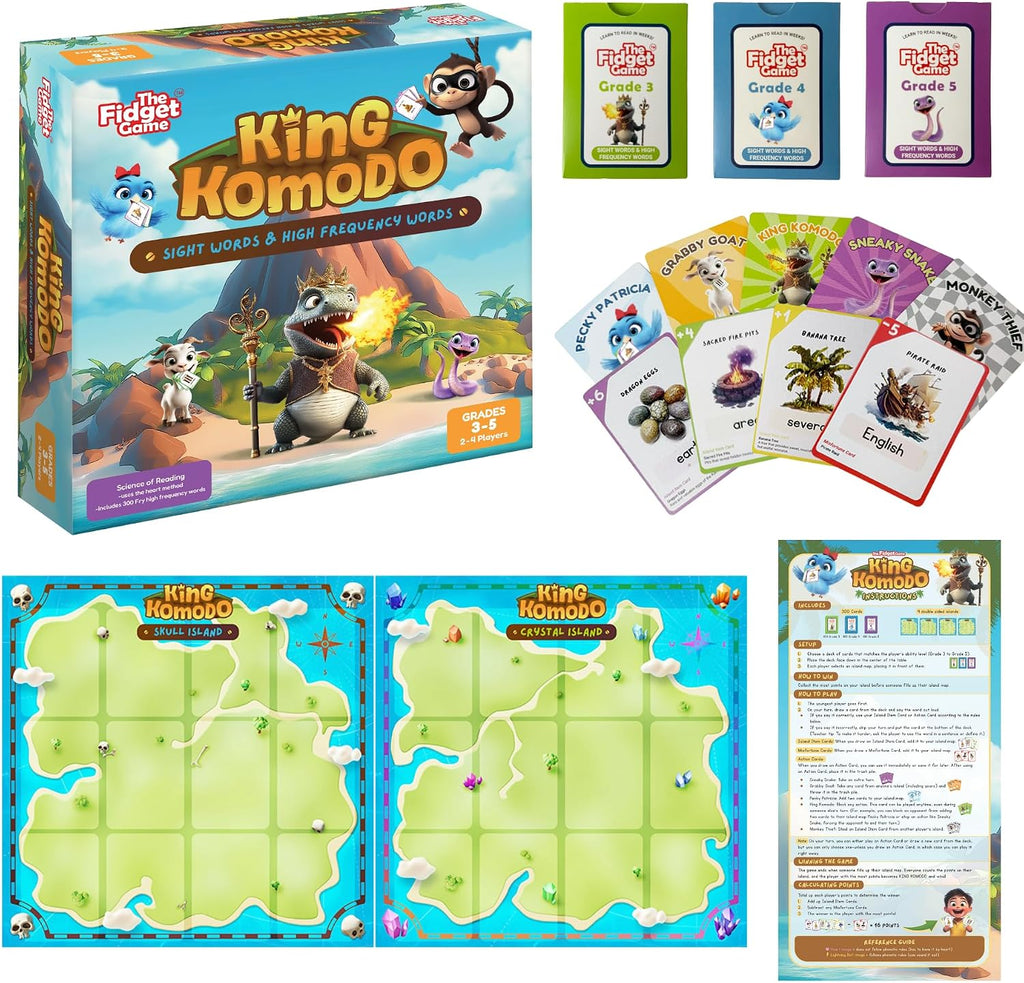 Fidget Game King Komodo - Aprende leer en semanas, niños grados 3 5