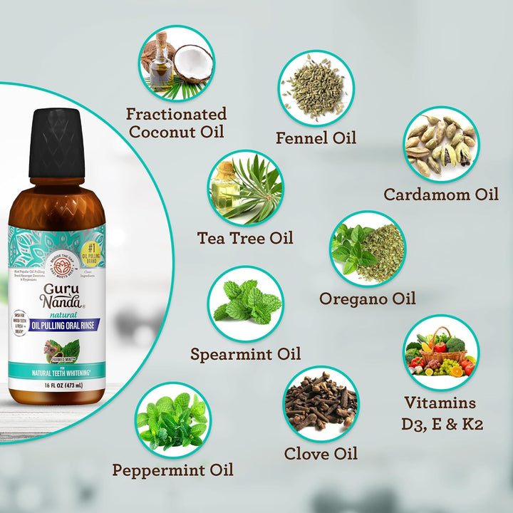 GuruNanda CocoMint Oil Pulling - Enjuague bucal para una higiene or...