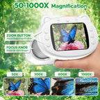 Microscopio de bolsillo de pantalla de 2.4 "para niños: Microscopio de mano 1000X para foto y video - Kits de ciencia portátiles Juguetes STEM - Regalos de Navidad/cumpleaños para niñas y niños de 3 a