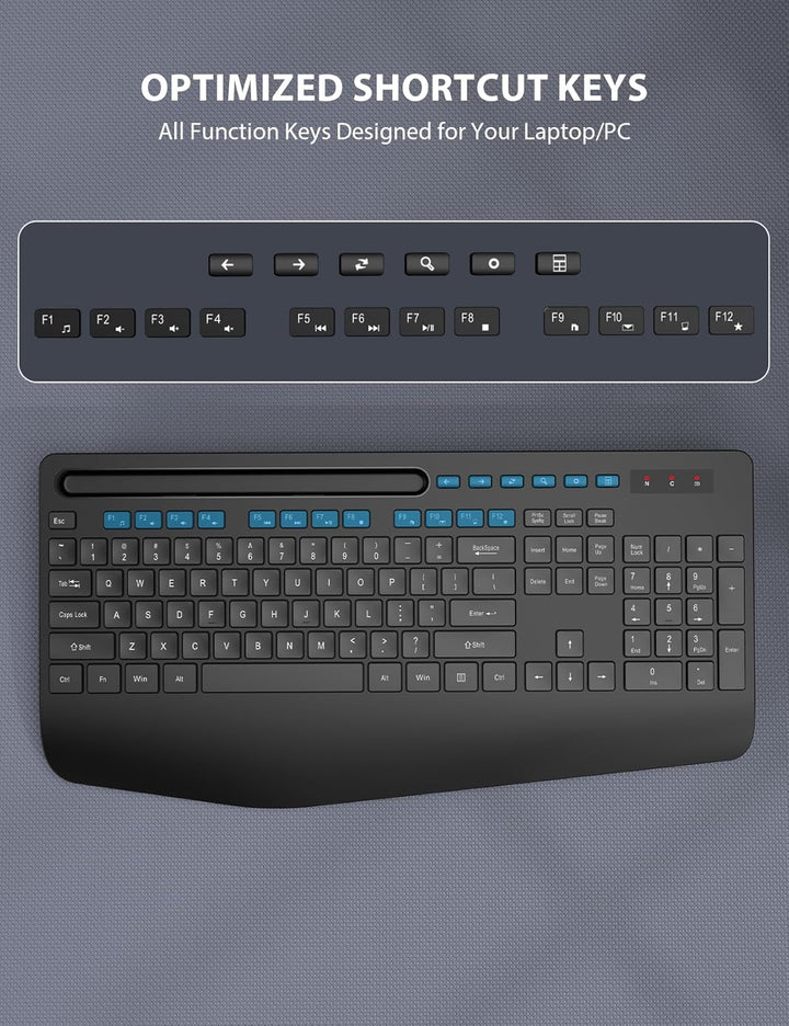 Combo de teclado y mouse inalámbricos, diseño ergonómico de tamaño...