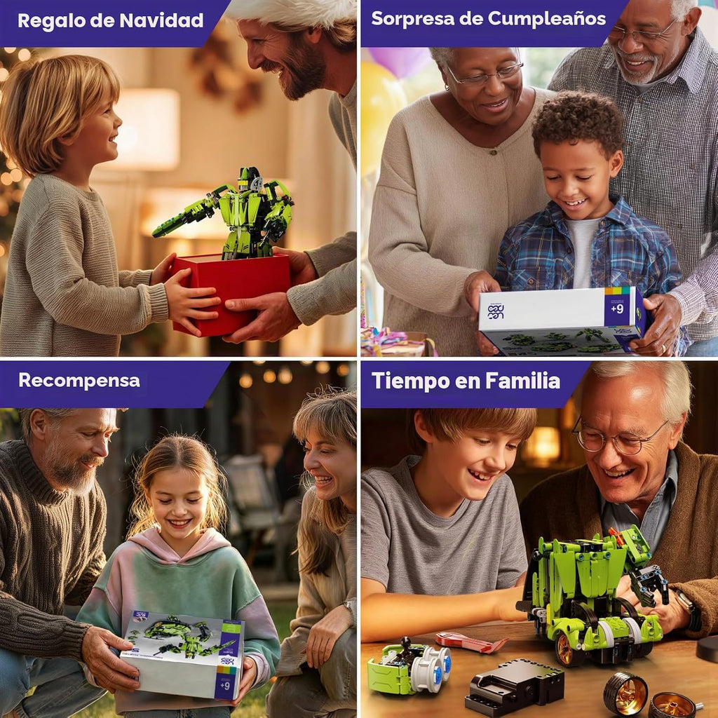LECPOP Kit de bloques de construcción STEM 5 en 1, coche deportivo RC y