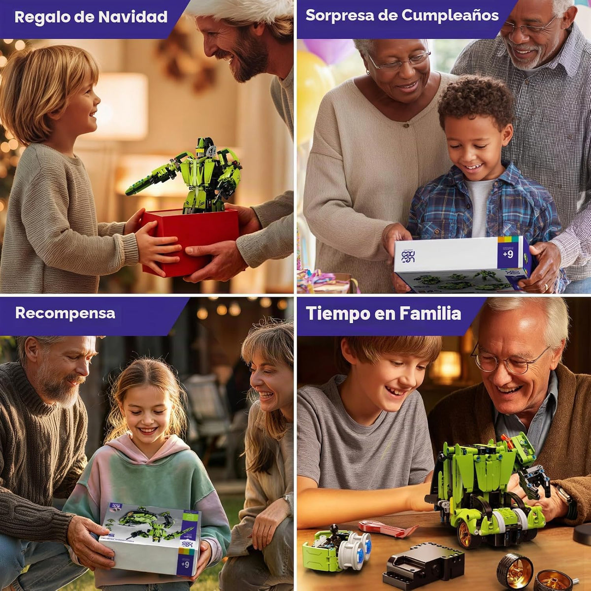 LECPOP Kit de bloques de construcción STEM 5 en 1, coche deportivo RC y
