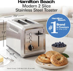 Tostadora Hamilton Beach de 2 ranuras con ranuras extra anchas, ajuste de bagel, función de expulsión de pan tostado, bandeja extraíble para las migas, apagado automático y botón de cancelación