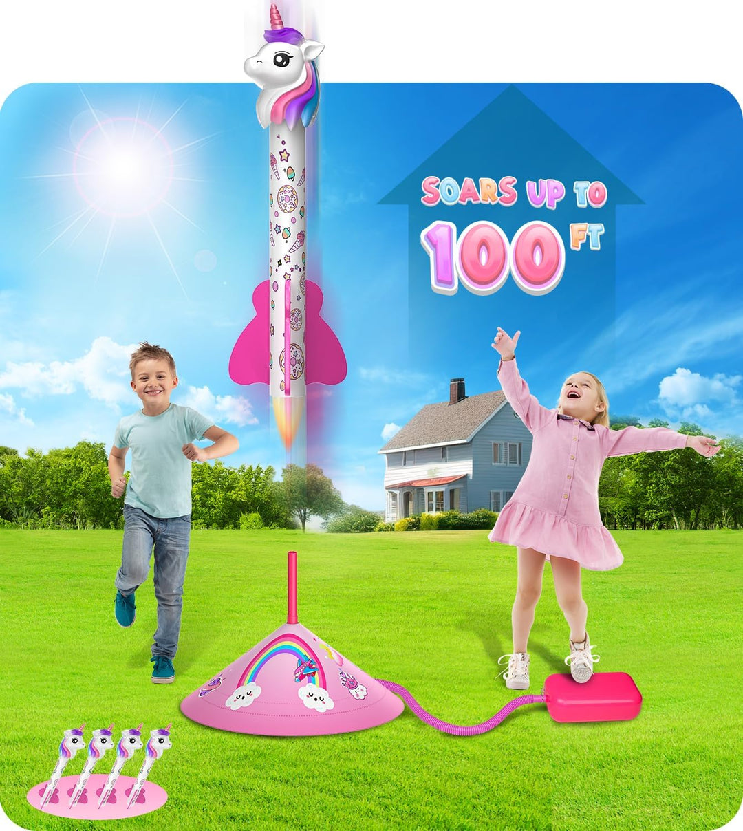 beefunni Lanzador de cohetes de unicornio para niños, 4 unicornios,...