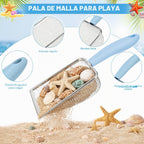 Juego de palas de playa y bolsa de malla para niños, set de 3 cubos plegables para arena