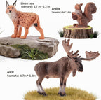 Juego de 12 figuras sólidas de animales del bosque de América del