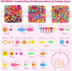 Funtopia Pop Beads, más de 700 piezas de artes y manualidades para niños de 4 a 6 años, cuentas a presión, juego de pulseras, collares, anillos, tobilleras, juguetes creativos para fiestas de
