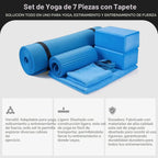 BalanceFrom 7-Piece Yoga Set con 71x24x0.5 Inches Extra Thick Mat y Carrying Sling – Includes 2 Blocks, Stretch Strap, 2 Towels, y Knee Pad para Home, Studio, y Gym Workouts