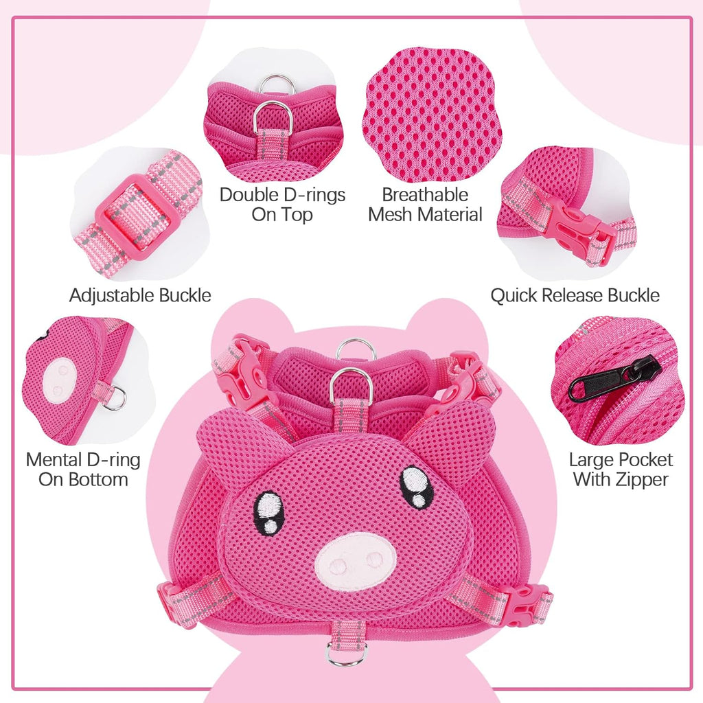 Arnés de mochila para perro, mochila sin tirones con anillo en D, cerdo, M
