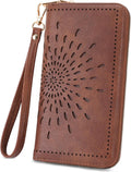 APHISON Billetera para mujer, gran capacidad, monedero, tarjetero, RFID, pulsera, teléfono, cremallera, moneda, bolsillo de viaje
