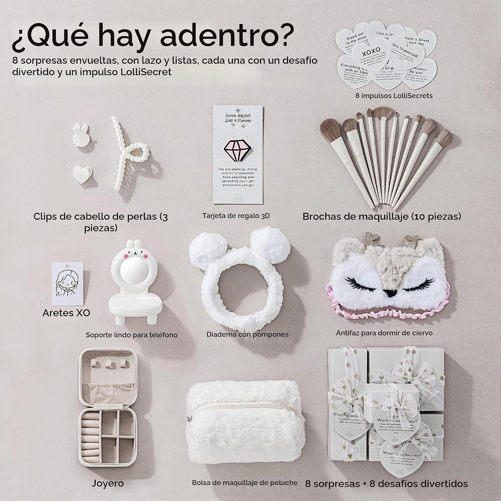 LolliBox Birthday Gift Set para niñasTween y adolescentes de 8–15 años, lista para regalar, 8 regalos envueltos individualmente