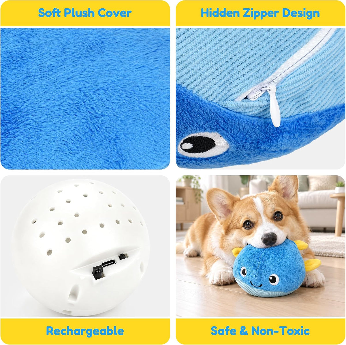 BurgeonNest Juguete interactivo para perros, juguete de pelota móvil con 2