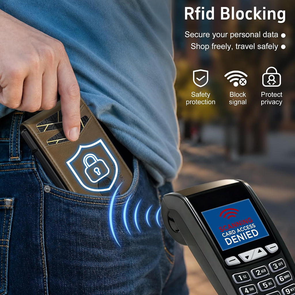 Billetera para hombre minimalista con bloqueo RFID y ranura para tarjetas