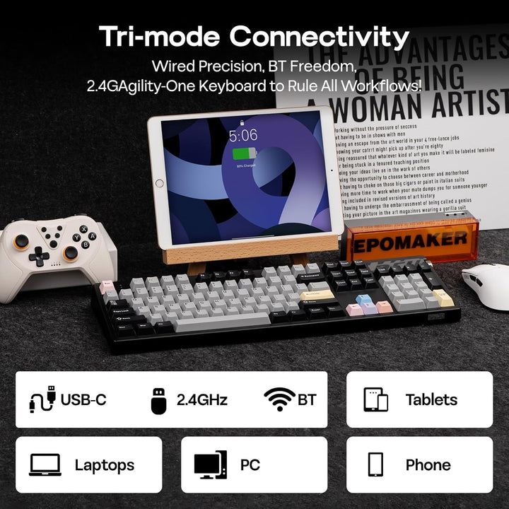 EPOMAKER TH108 PRO Teclado mecánico de tamaño completo con pantalla...