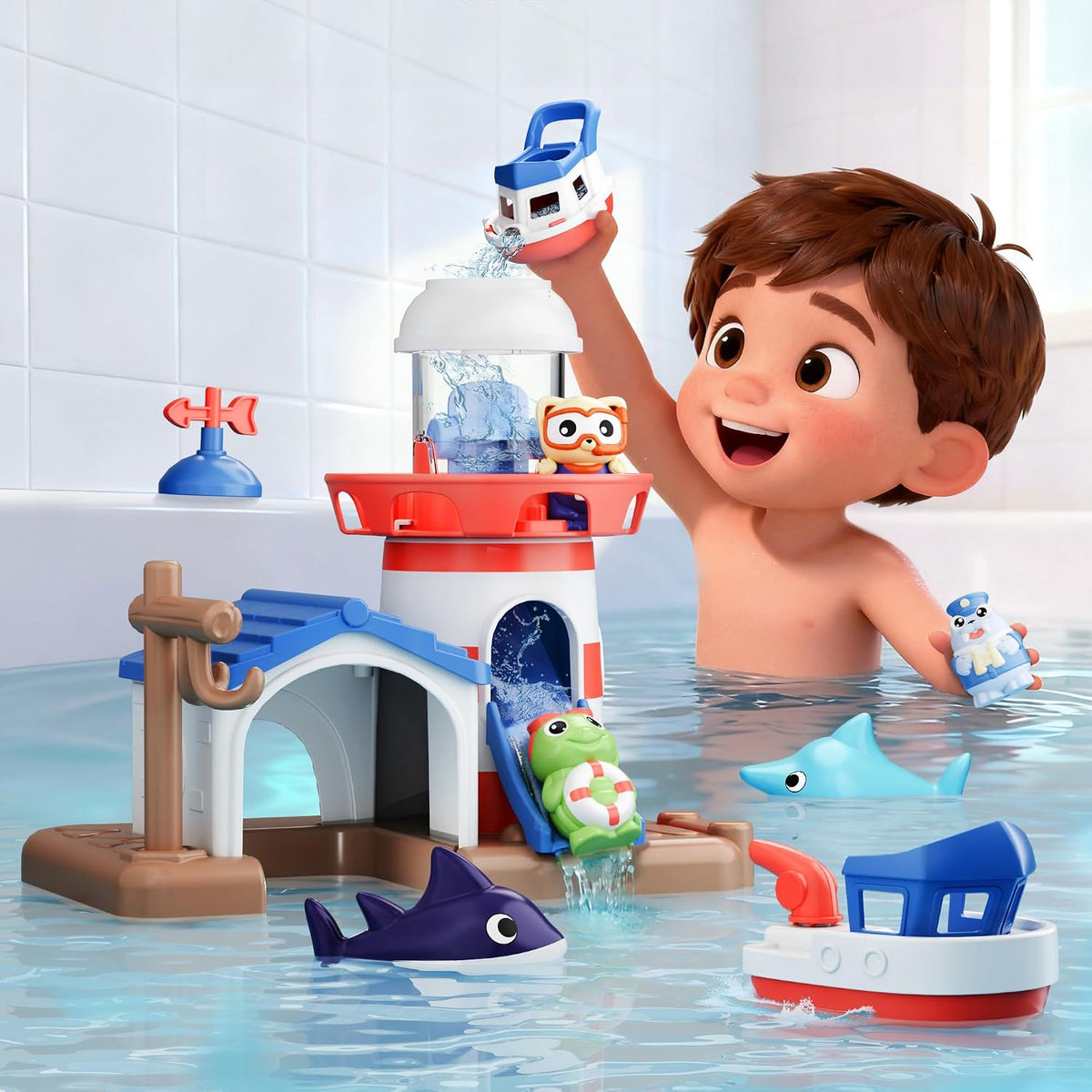iPlay, iLearn - Juguete de baño para niños de 2 a 4 años, juego de juguetes para bañera y ducha