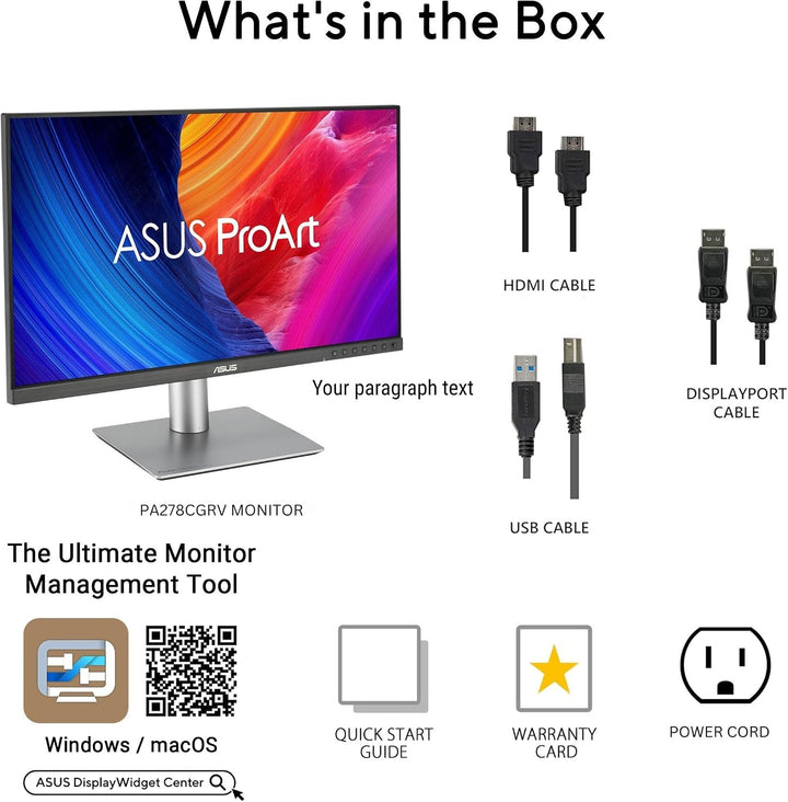 ASUS ProArt PA278CGRV Monitor profesional USB-C de 27 pulgadas 1440...