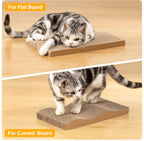 5 piezas de rascador para gatos con caja, rascadores reversibles para gatos de interior, rascador de cartón para gatos con hierba gatera, 2 tablas curvas y 3 tablas planas para rascar en la