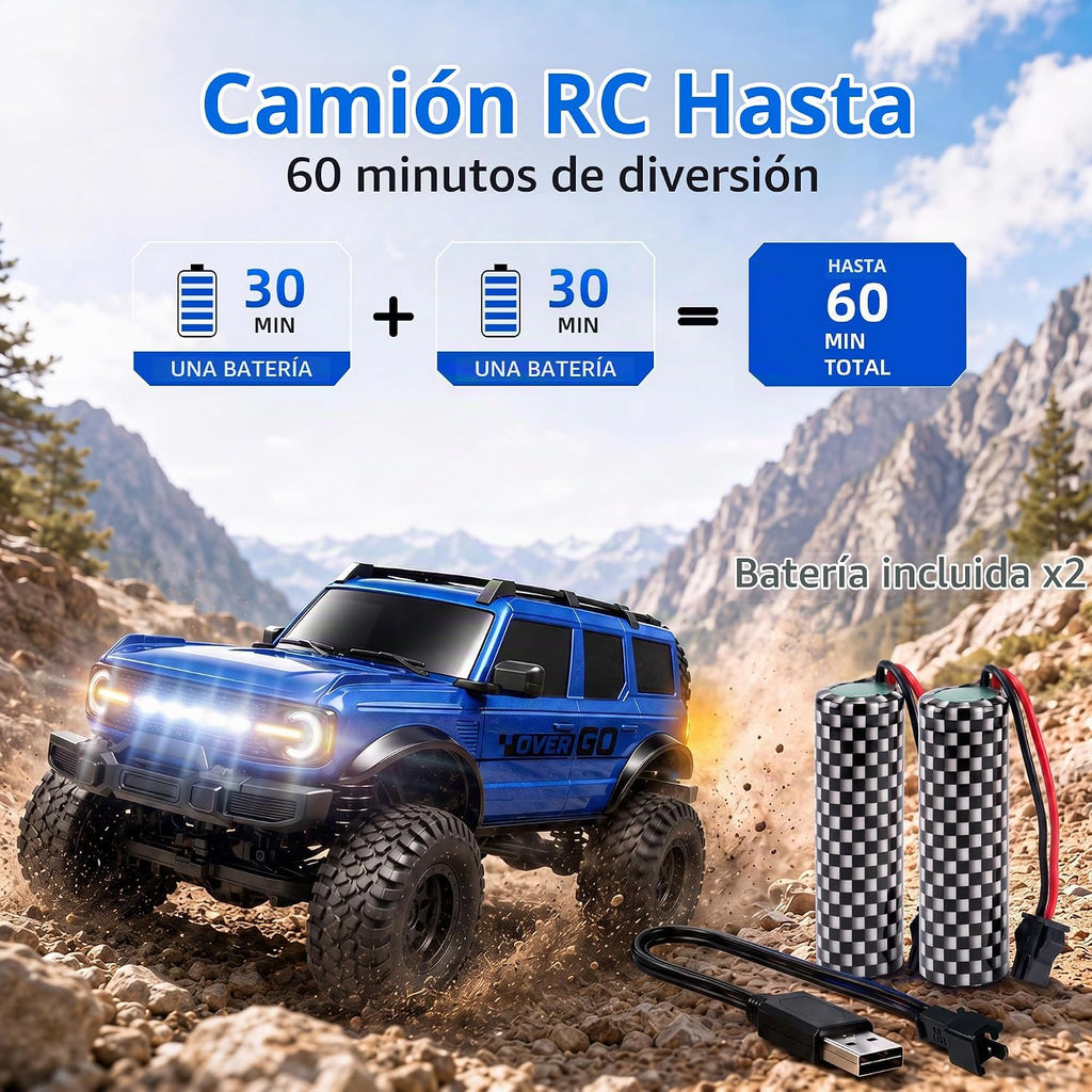 RC Rock Crawler, camión todoterreno con control remoto 4WD, velocidad ajustable y luces LED, auto RC para escalada todo terreno con bajo voltaje y protección antiparo para adultos y niños