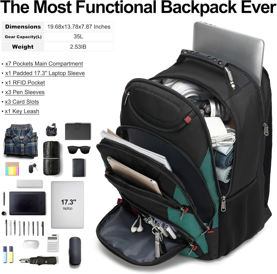 Mochila para laptop Boavan para hombres (Negro, 15.6 pulgadas), Ele...