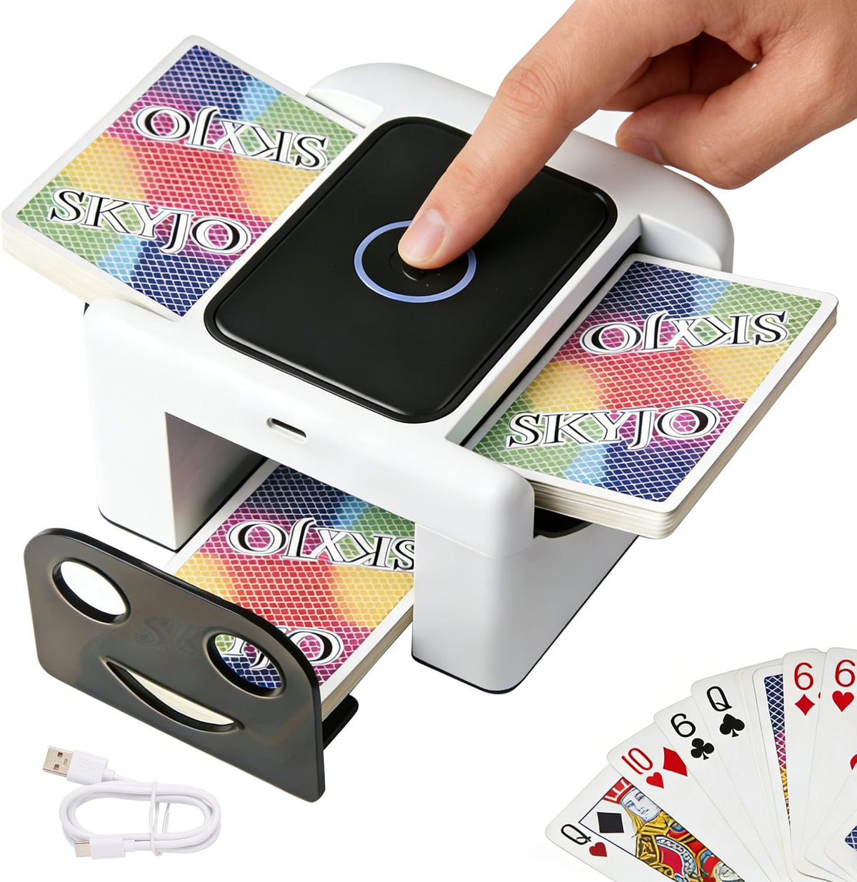Barajador de tarjetas automático recargable para 2 cubiertas UNO Skip-Bo