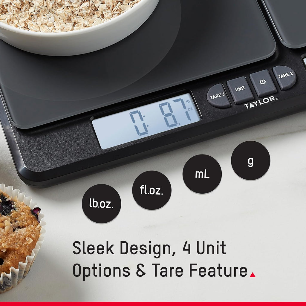 Taylor Báscula digital de cocina de doble plataforma: capacidad máxima de
