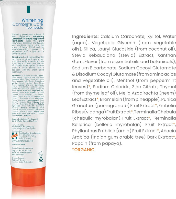 Himalaya Botanique Crema dental blanqueadora de cuidado completo, s...