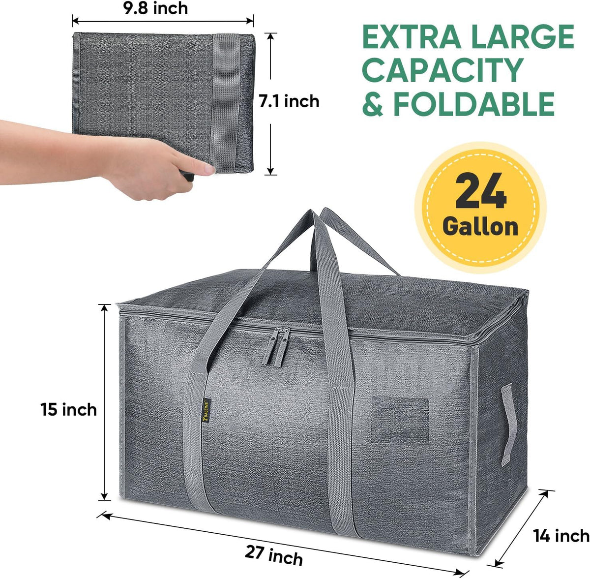 BALEINE Paquete de 6 bolsas de mudanza de gran tamaño con asas reforzadas, bolsa de almacenamiento resistente para ropa, suministros de mudanza (gris invierno, paquete de 6)