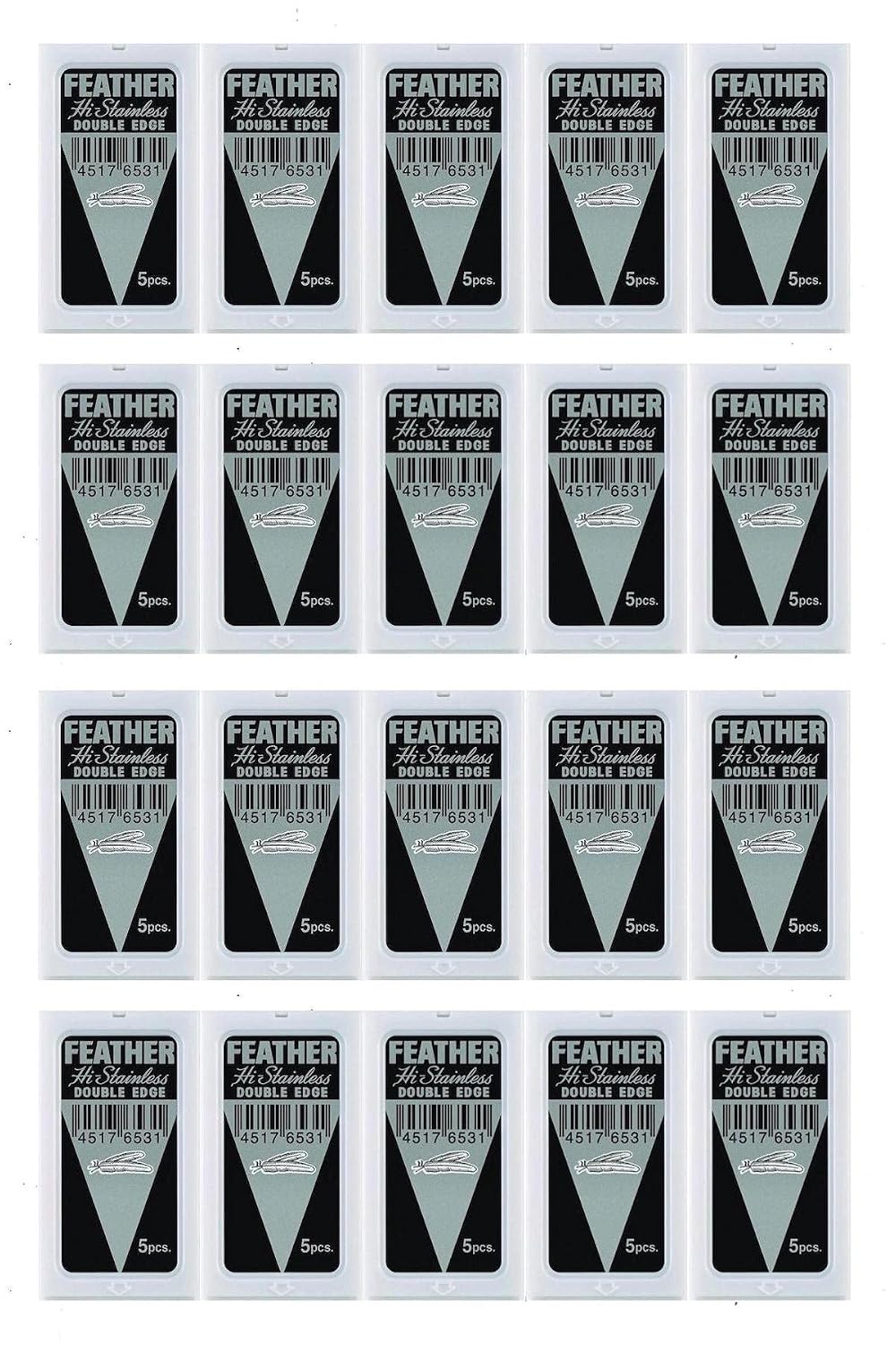 100 cuchillas de afeitar Hi-stainless de Feather con doble filo