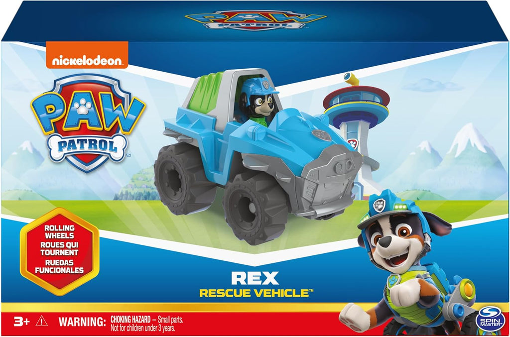 Paw Patrol, Vehículo de Rescate de Dinosaurios de Rex con Figura de Acción Coleccionable, Juguetes para Niños a partir de 3 Años