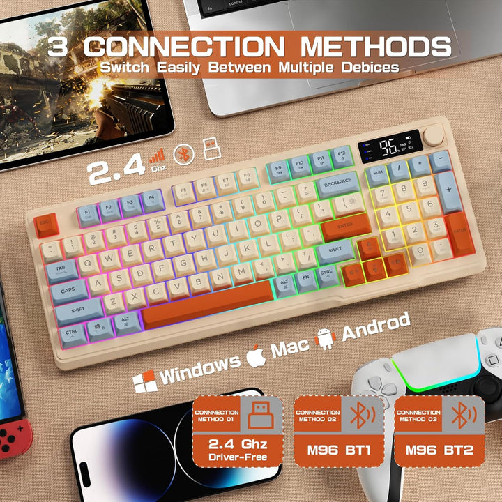 LexonElec M96 Teclado Inalámbrico para Juegos, Control de Perilla B...