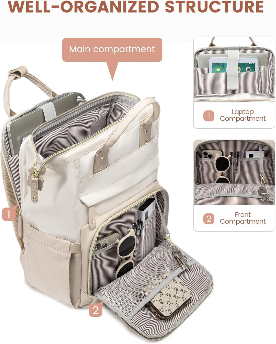 LOVEVOOK - Mochila para laptop de mujer, 15.6'' impermeable...
