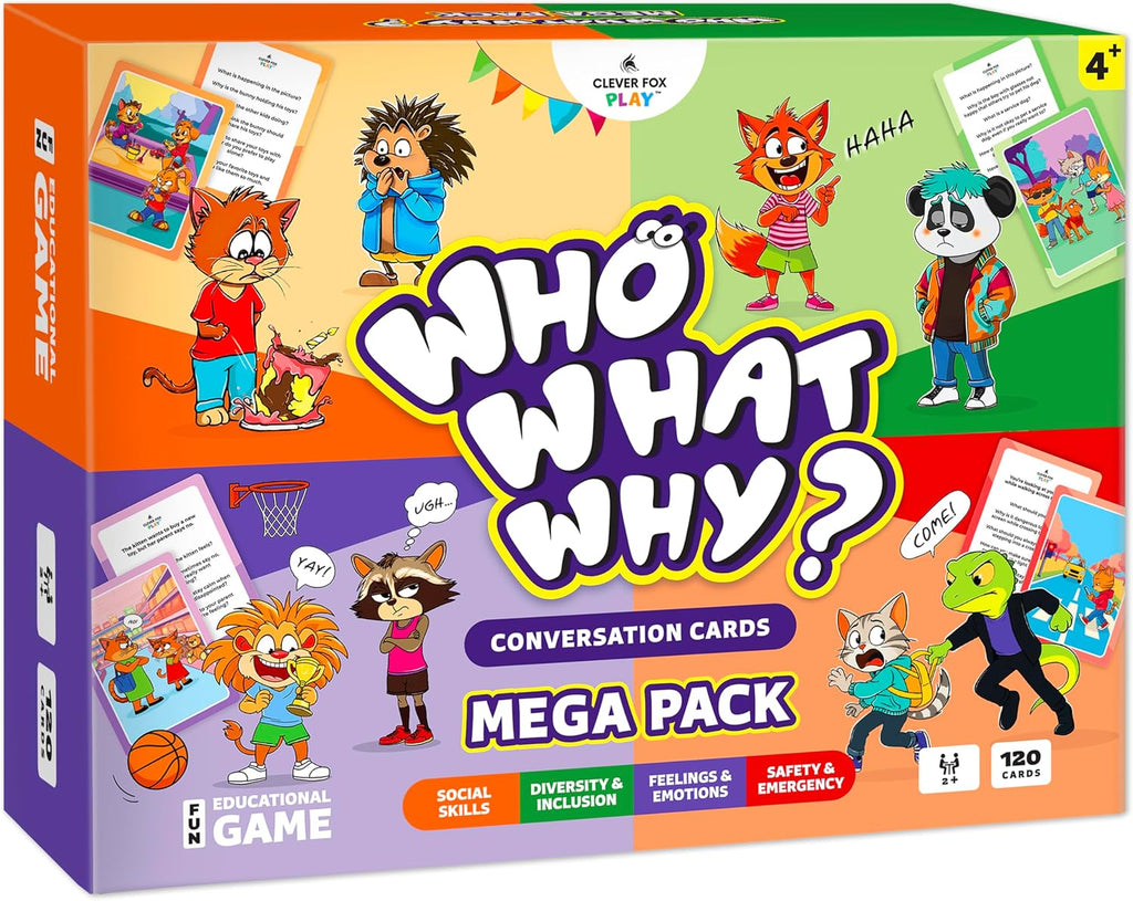 Who What Why Mega Pack Tarjetas de conversación, juego de terapia del habla