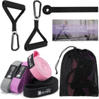 Bandas de resistencia con asas, bandas de resistencia largas de tela, juego de 10 bandas largas de entrenamiento con anclaje de puerta, asas, bandas de ejercicio para entrenamiento