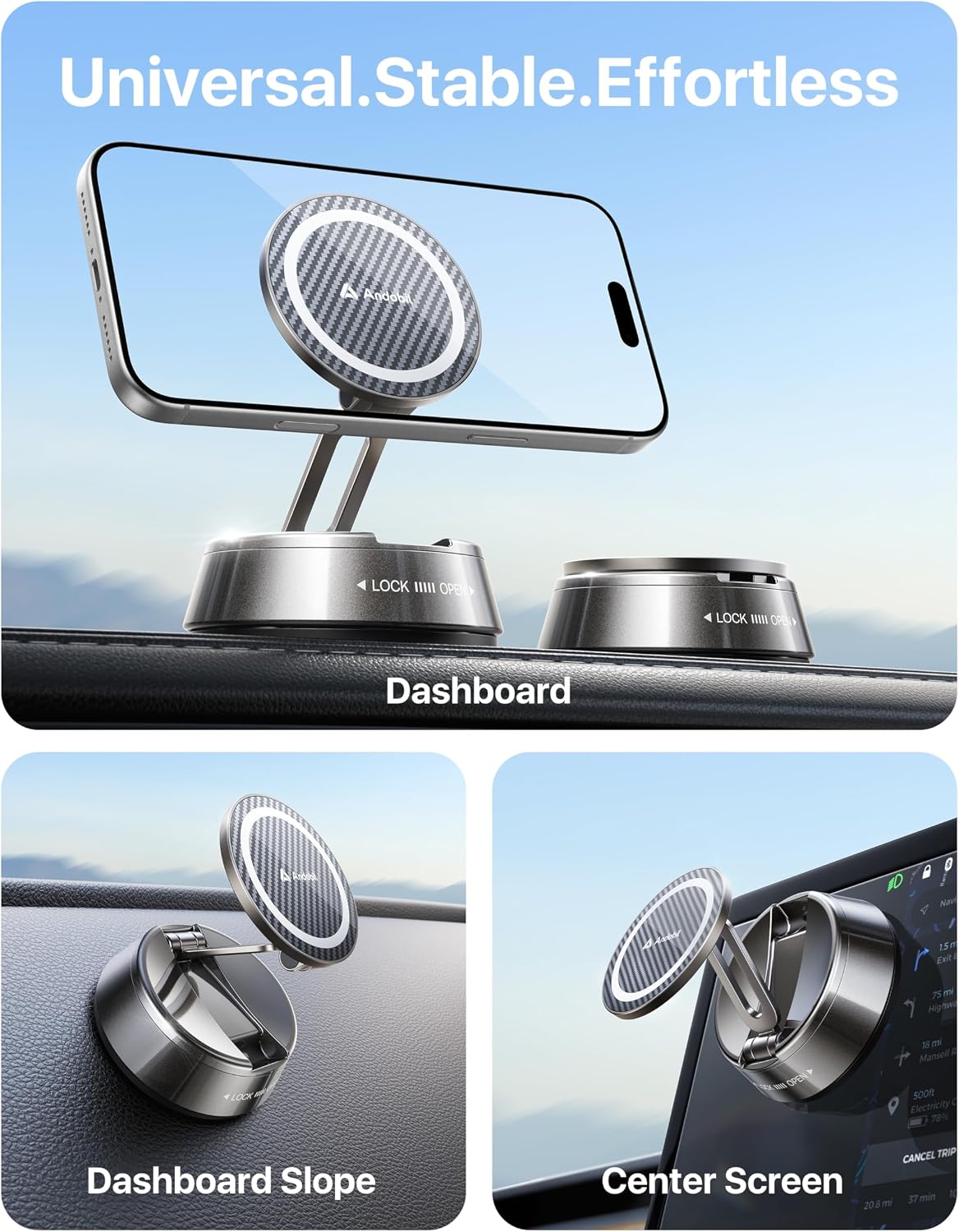 andobil Magsafe - Soporte magnético para teléfono móvil de 360° ajustable al vacío para iPhone 17 Pro Max 16/15/14/13/12