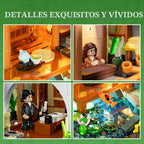 Lumibricks Set de construcción de casa de bambú con iluminación - Colección de cabaña china retro y casa en el árbol con luz LED, 2432 piezas para adultos y coleccionistas de casas retro
