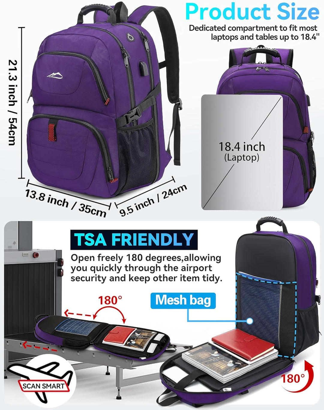 ProEtrade Mochila de viaje extra grande para laptop, escuela, negoc...
