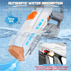 Paquete de 2 pistolas de agua eléctricas para adultos, pistolas de chorro para niños con luz y gran capacidad, potente pistola de agua de hasta 28-32 pies de alcance para verano, piscina, fiesta
