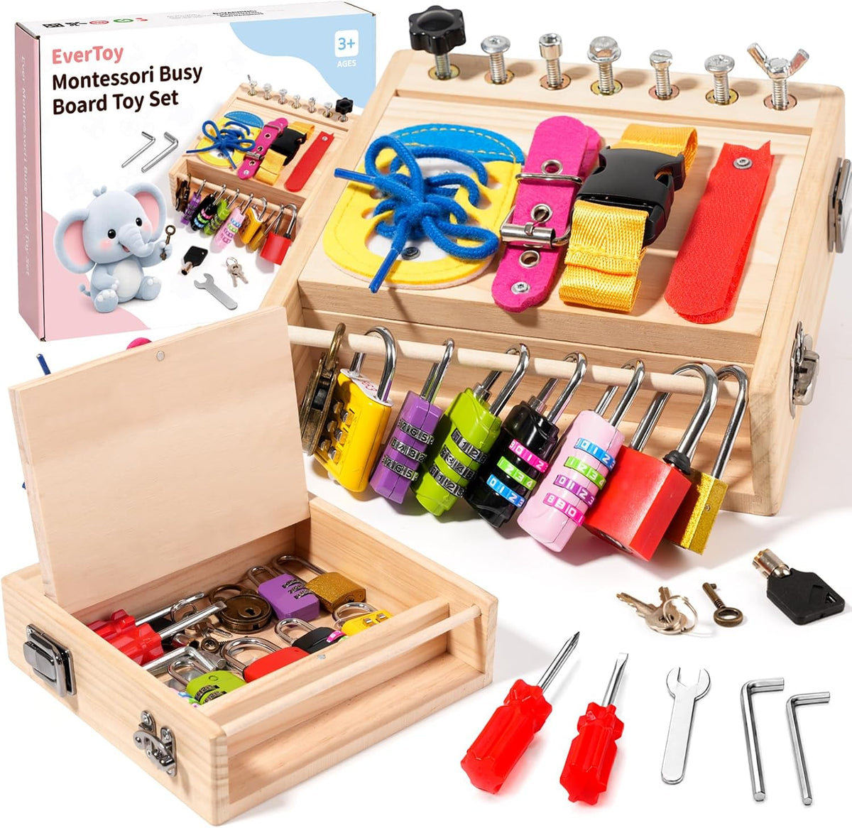 Montessori - Tabla de madera para niños y niñas de 3 a 5 años