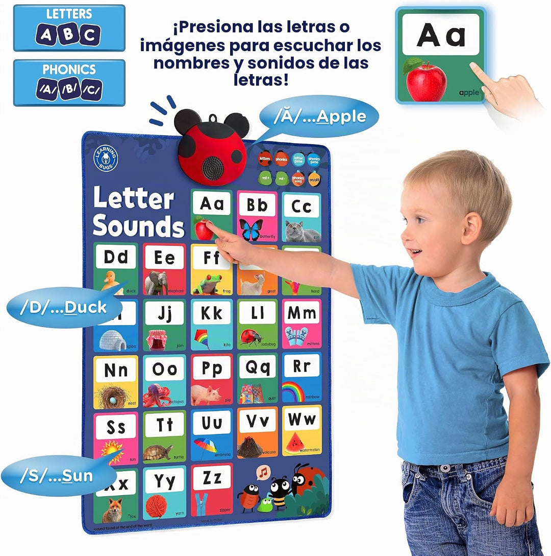 LEARNING BUGS Presiona para Aprender Fonética, Póster Parlante de L...