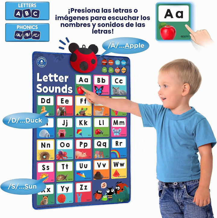LEARNING BUGS Presiona para Aprender Fonética, Póster Parlante de L...