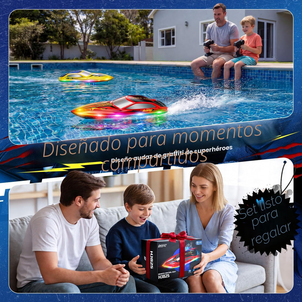 DEERC Paquete de 2 barcos RC para niños, 120 minutos de funcionamiento, 7