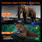 Gafas de visión nocturna 4K para niños, prismáticos de visión nocturna a todo color de 36 MP Zoom 8X 850 nm Stealth IR para observación negra, regalo con brújula, grabación de fotos y video 4K